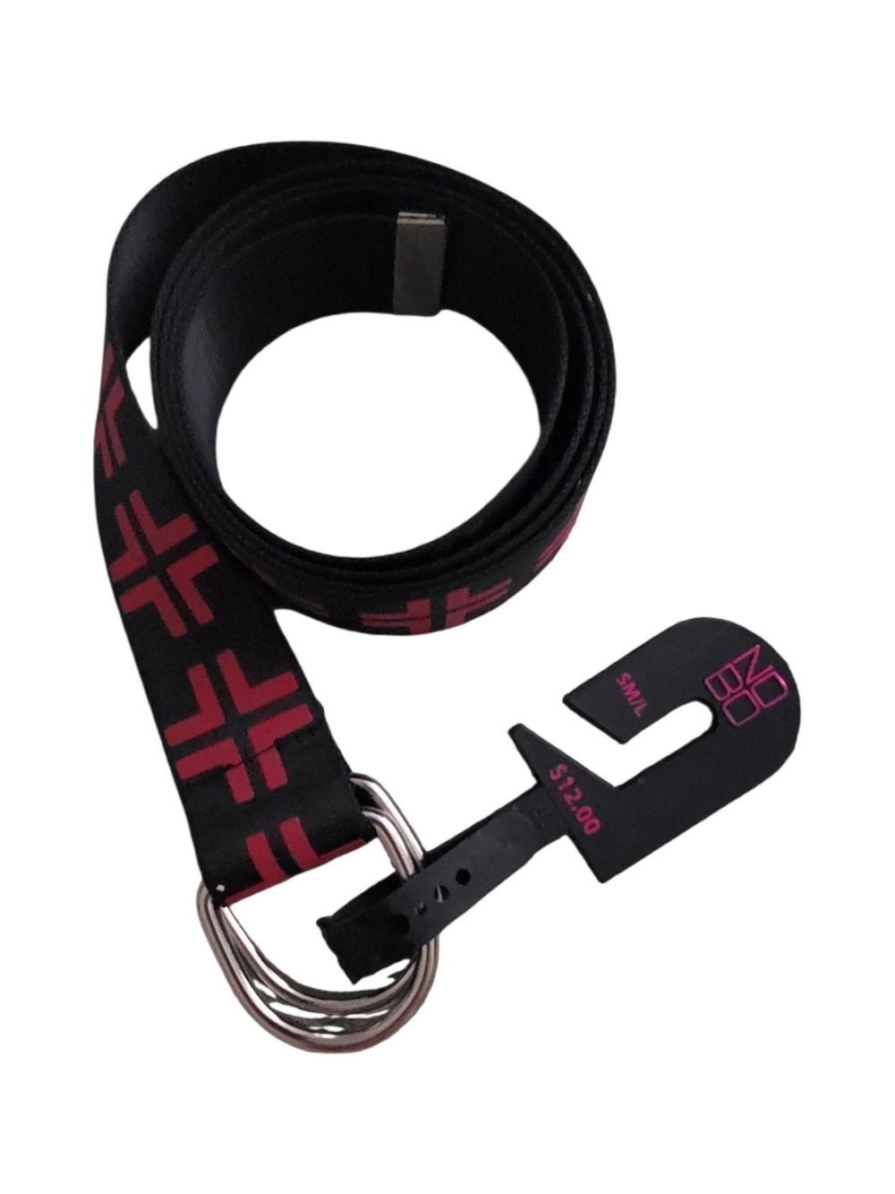 Black and Pink Double Ring Webbing Belt SM/L